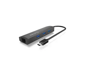 IcyBox IB-HUB1406-C USB Hub šedá / 3x USB 3.0 / 1x RJ-45