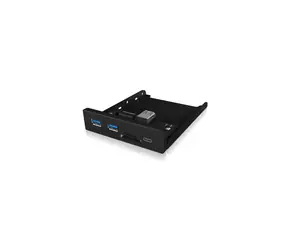 IcyBox IB-HUB1417-i3 černá / čtečka paměťových karet SD & microSD do 3.5" pozice / USB Hub / 2x USB / USB-C