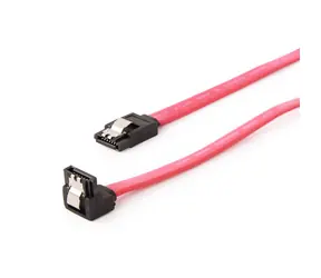 Gembird SATA III datový kabel 50cm s 90° zahnutím konektoru / kovové spony / červená