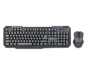 Gembird KBS-WM-02 / bezdrátový set klávesnice + myš / US layout / společný USB reciever / černá