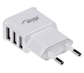 TRX Akyga USB nabíječka 220V (3x USB-A) bílá / 5V / 3.1A