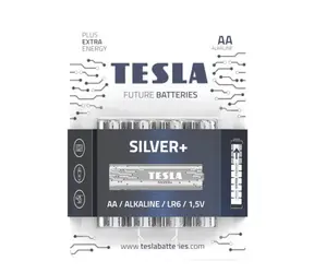 Tesla SILVER+ alkalická tužková baterie AA (LR06) 4 ks / blister