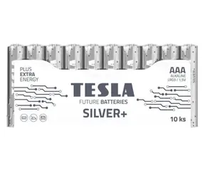 Tesla SILVER+ alkalická mikrotužková baterie AAA (LR03) 10 ks / fólie