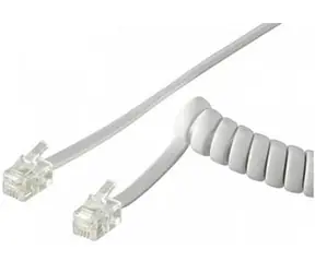 PremiumCord Kabel telefonní sluchátkový kroucený 4 žíly 4m - bílý