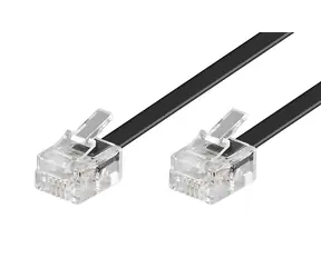 PremiumCord Kabel telefonní rovný 6P4C-6P4C 3m černá