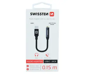 SWISSTEN TEXTILE audio adaptér USB-C na JACK (samice) 0.15m černá