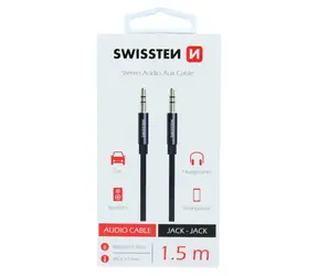 SWISSTEN TEXTILE audio kabel JACK - JACK 1.5m černá