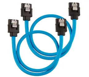 Corsair Premium Sleeved SATA 6Gbps kabel rovný 30cm modrá (2ks)