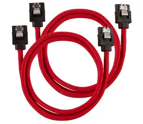 Corsair Premium Sleeved SATA 6Gbps kabel rovný 60cm červená (2ks)