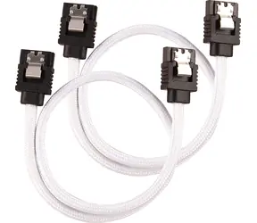 Corsair Premium Sleeved SATA 6Gbps kabel rovný 30cm bílá (2ks)