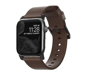 Nomad Leather kožený řemínek pro Apple Watch (42 & 44 mm) hnědá kůže černá přezka