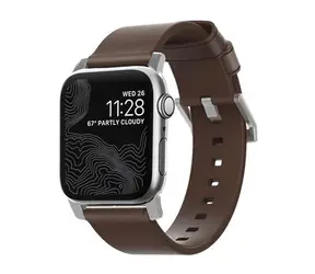 Nomad Leather kožený řemínek pro Apple Watch (42 & 44 mm) hnědá kůže stříbrná přezka