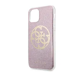 GUESS 4G Glitter Circle Zadní Kryt pro Apple iPhone 11 Pro růžová