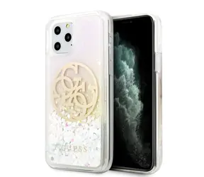 GUESS Glitter Circle Zadní Kryt pro Apple iPhone 11 Pro bílo-zlatá