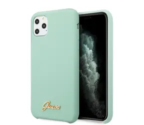 GUESS Silicone Vintage Zadní Kryt pro Apple iPhone 11 Pro Max zelená / doprodej