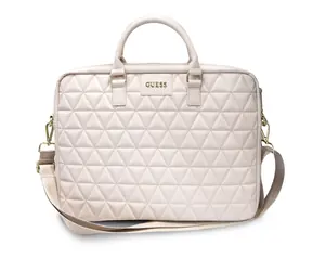 GUESS Quilted brašna pro notebook 15" růžová / EKO kůže