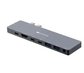 Canyon CNS-TDS08DG dokovací stanice šedá / 2x USB-C / 2x USB 3.0 / 2x HDMI / 3.5mm jack