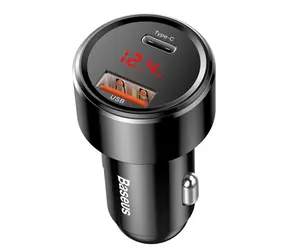 Baseus Magic PPS USB nabíječka do auta černá / 45W / 1x USB-A + 1x USB-C / 6A / LED displej