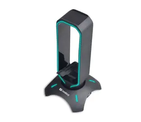 Sandberg USB 3.0 Hub Bungee Stand / 3x USB-A 3.0 + 1x microUSB / LED osvětlení / Stojánek na sluchátka / černá