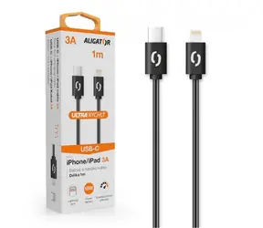 Aligator Datový kabel POWER 3A USB-C - Lightning 1m černá