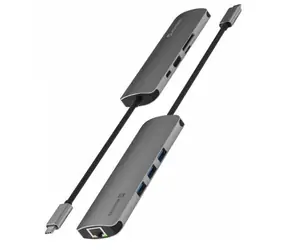 SWISSTEN USB-C HUB 8-IN-1 / USB-C PD / HDMI 4K / LAN / 3x USB 3.0 / SD / micro SD / hliník
