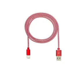 CUBE1 nylon datový kabel USB - USB-C / 2m / červená