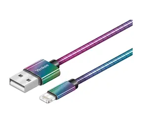 YENKEE YCU 651 USB 2.0 na Lightning kabel duhová / délka 1m / ocelový oplet kabelu / 2.4A