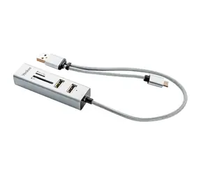 YENKEE YHC 103SR USB C OTG HUB+čtečka bílá / 3x USB 2.0 / 1x USB-C / čtečka MicroSD a SD karet