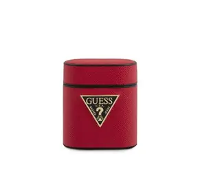 GUESS Saffiano Pouzdro pro Apple Airpods 1 & 2 červená