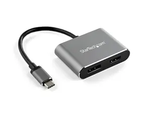 StarTech adaptér USB-C na HDMI 2.0 & DisplayPort 1.2 stříbrná / 4K 60Hz / Thunderbolt 3 kompatabilní