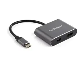 StarTech Multiport video adaptér USB-C na HDMI 2.0 & Mini DisplayPort 1.2 stříbrná / 4K 60Hz / Thunderbolt 3
