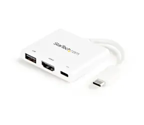 StarTech Multiport video adaptér USB-C na HDMI 2.0 & USB-A & PowerDelivery 60W bílá / 4K 30Hz / Thunderbolt 3