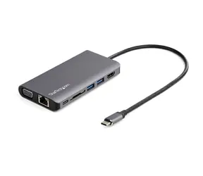StarTech DKT30CHVAUSP dokovací stanice šedá / 1x HDMI / 1x VGA / 1x RJ-45 / 3x USB / 2x 3.5 mm  / 100W / SD slot