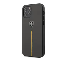 Ferrari Off Track Kožený kryt pro Apple iPhone 12 & 12 Pro šedá