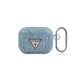 GUESS Denim Triangle Pouzdro pro Airpods Pro světle modrá