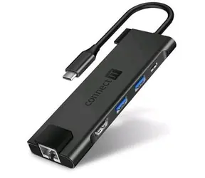 CONNECT IT CHU-8020-AN USB-C hub 5v1 / 1x USB-C (M) / 1x USB-C (F) / 2x USB-A 3.2 (F) / 1x HDMI 1.4 / 1x RJ45 (Gigabit)