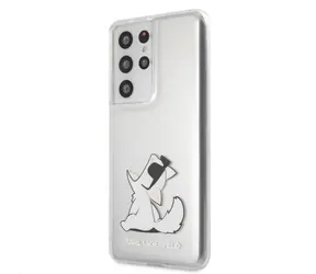 Karl Lagerfeld PC&TPU Choupette Eats Kryt pro Samsung Galaxy S21 Ultra transparentní