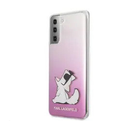 Karl Lagerfeld PC&TPU Choupette Eats Kryt pro Samsung Galaxy S21+ Gradient růžová