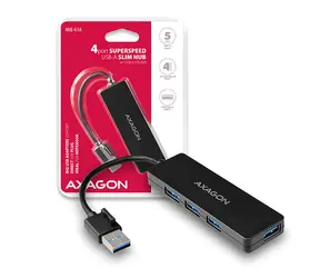 AXAGON HUE-G1A, 4x USB 3.2 Gen 1 SLIM hub, kabel Type-A 14cm napevno