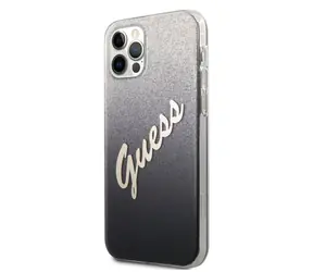 GUESS PC & TPU vintage Zadní Kryt pro Apple iPhone 12 & 12 Pro Gradient  černá
