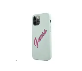 GUESS Silicone Vintage Fuschia Script Zadní Kryt pro Apple iPhone 12 Pro Max modrá