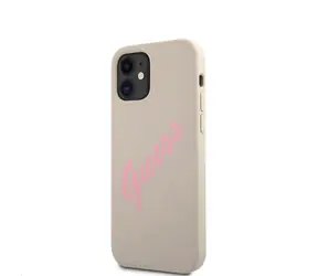 GUESS Silicone Vintage růžová Script Zadní Kryt pro Apple iPhone 12 mini šedá