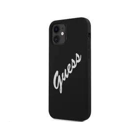 GUESS Silicone Vintage Script Zadní Kryt pro Apple iPhone 12 mini černá