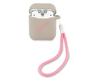 GUESS Vintage Silikonové Pouzdro pro Apple Airpods 1 & 2 šedá
