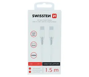 SWISSTEN Datový kabel TPE USB-C & USB-C 1.5m bílá / POWER DELIVERY 5A (100W) 