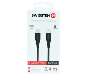 SWISSTEN Datový kabel USB-C - LIGHTNING 0.4m černá