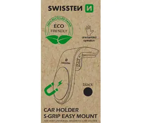 SWISSTEN EASY MOUNT černá (ECO BALENÍ) / Kovový magnetický držák do auta