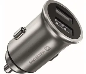 SWISSTEN METAL CL adaptér  2x USB 4.8A stříbrná (ECO BALENÍ)