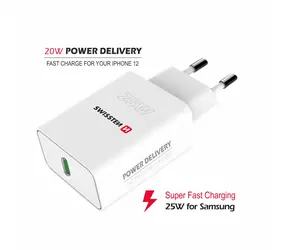 SWISSTEN Síťový adaptér USB-C PD 25W bílá 