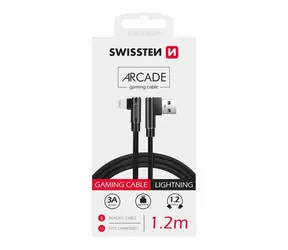 SWISSTEN ARCADE Textilní datový kabel USB - LIGHTNING 1.2m černá